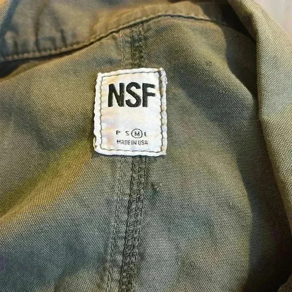 NSF Womens Zippered Elastic Waist Collared Long Sleeved Jumpsuit Green Size M - Picture 5 of 6